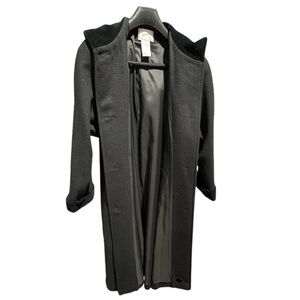 Vintage Jacqueline Ferrar Coat Women's 12 Black Wool Long Hooded